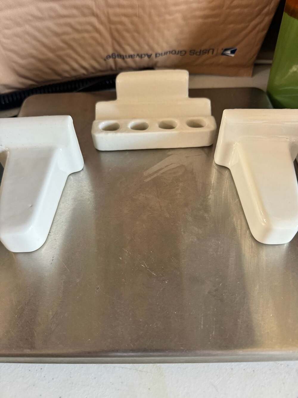 Vintage Porcelain Wall Mount Bathroom Toothbrush and Tp  Holder Set